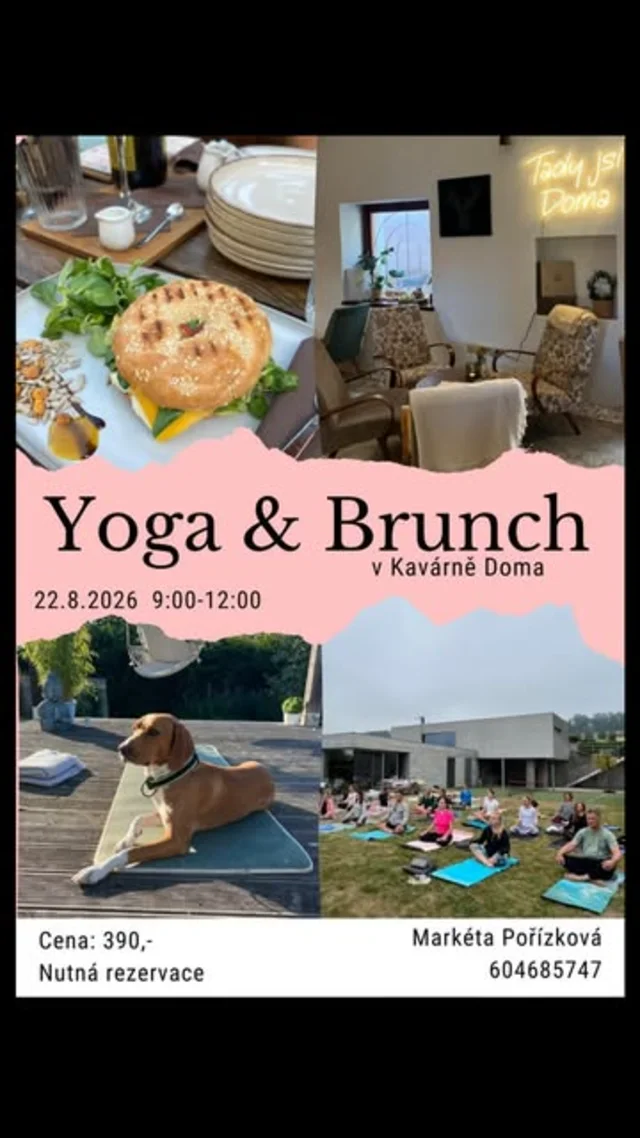 Plakát akce Yoga & Brunch v Kavárně Doma
